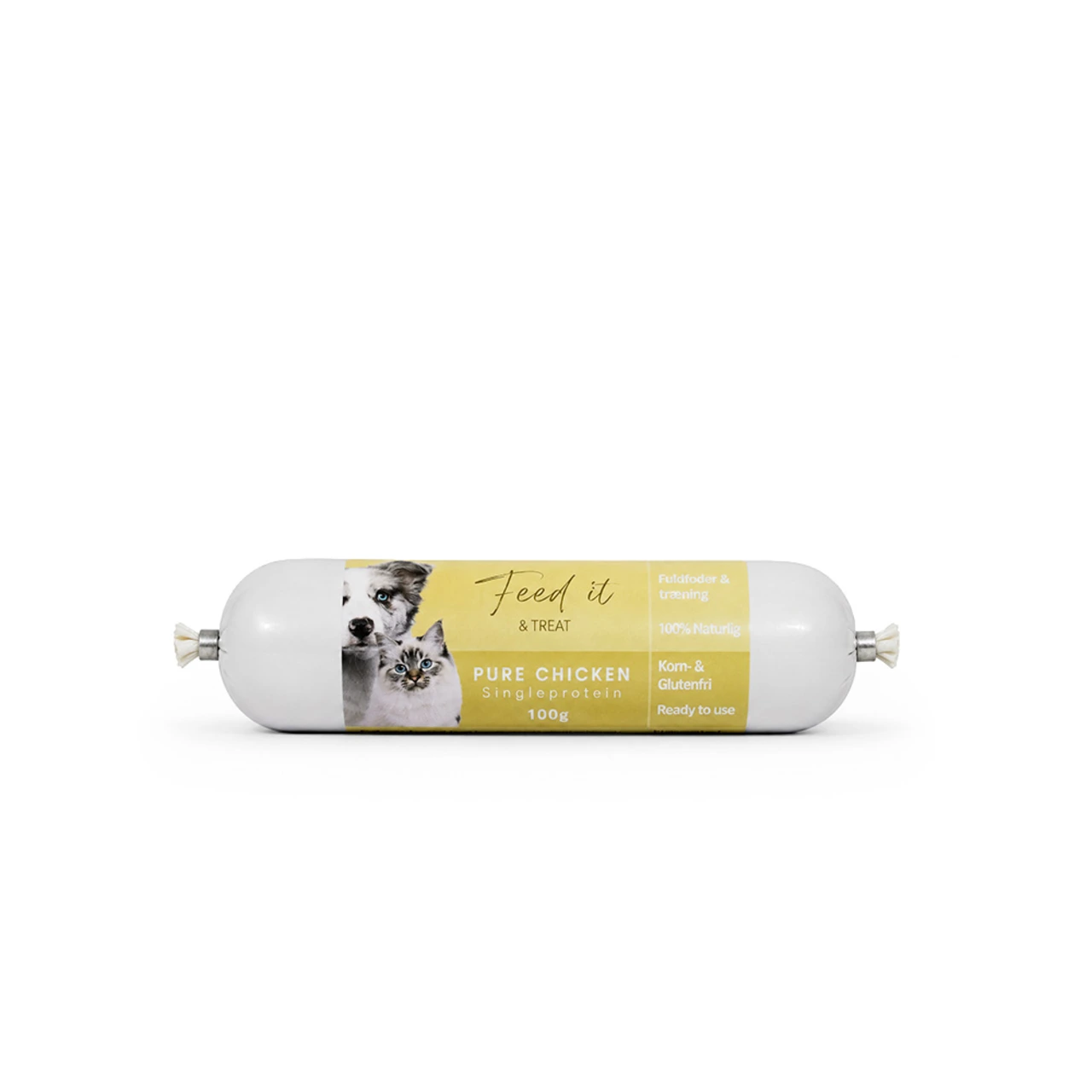 Feedit & Treat Pure kylling 100 g - naturlig kyllingeskærepølse til hund og kat